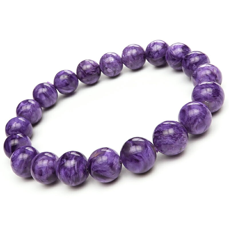 チャロアイト 丸玉ブレス 10mm No.18【1点もの】▽ チャロ石 Charoite 世界三大ヒーリングストーン ブレスレット 数珠 ラウンド 天然石 ビー...