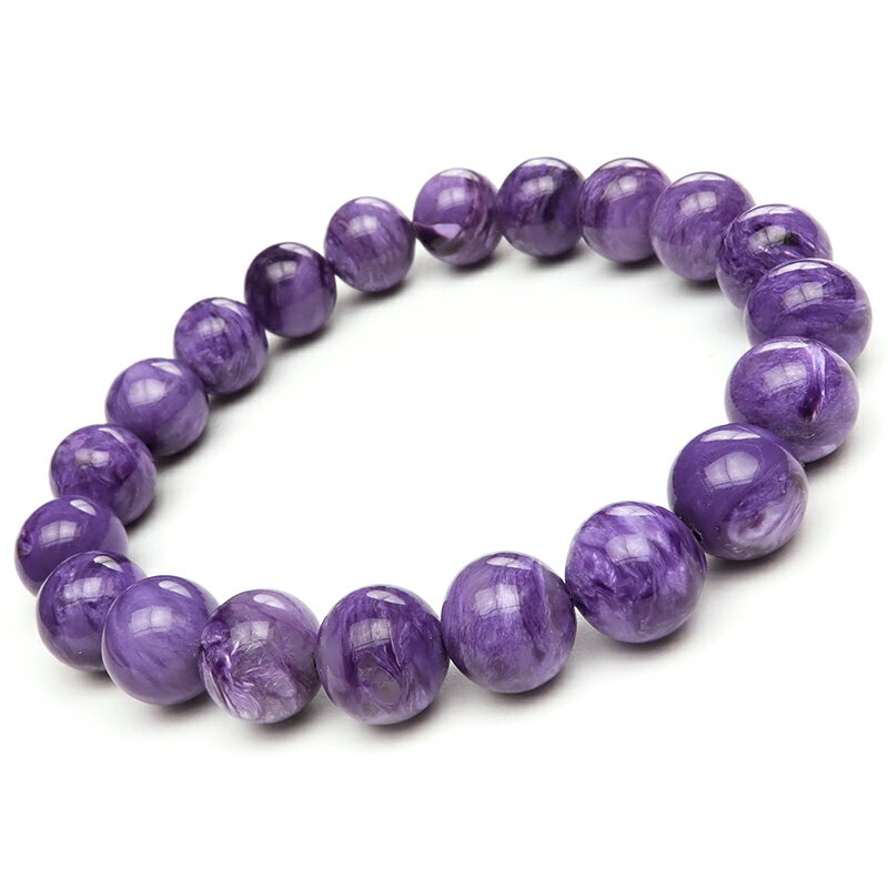 チャロアイト 丸玉ブレス 10mm No.19【1点もの】▽ チャロ石 Charoite 世界三大ヒーリングストーン ブレスレット 数珠 ラウンド 天然石 ビー...