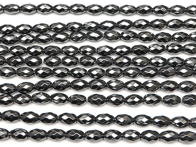 ヘマタイト ライスカット 8×5mm【1連販売】▽ ヘマタイン 赤鉄鉱 Hematite ナツメ 連売り 天然石 ビーズ パワーストーン パーツ アクセサリー 素材 材料 3