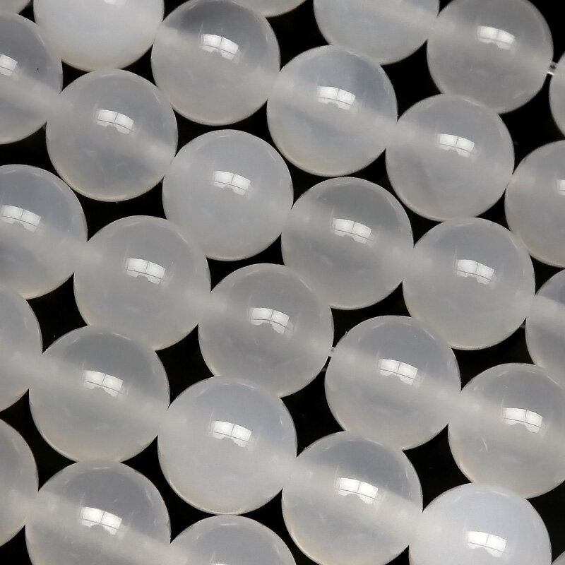 ホワイトカルセドニー 丸玉 8mm【1連販売】▽ カルセドニー アゲート メノウ Chalcedony ラウンド 丸ビーズ 連売り 天然石 ビーズ パワーストー...