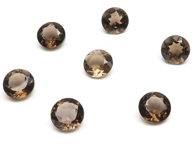 スモーキークォーツ コインファセットカット ルース 6mm【10コ販売】▽ 煙水晶 Smoky quartz 裸石 ラウンドカット 粒売り 天然石 ビーズ..