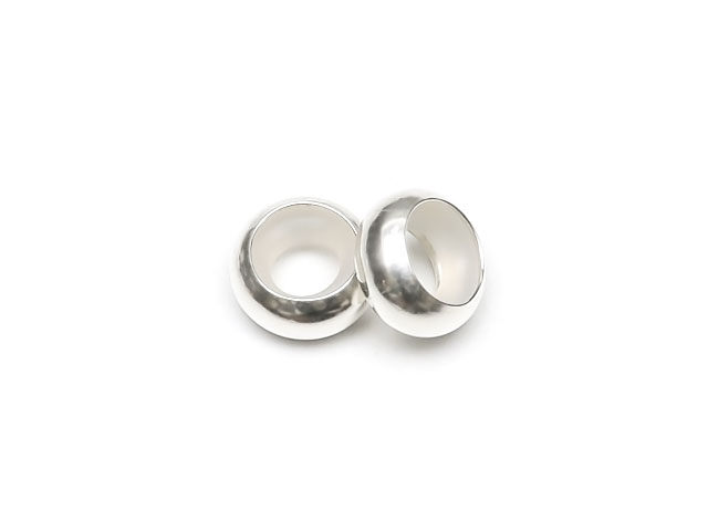 Silver925 ストッパーロンデルビーズ 8mm［4mm穴］【1コ販売】▽ シルバー925 パーツ アクセサリー クラフト 金具 USA製 925銀 スターリングシルバー Sterling Silver