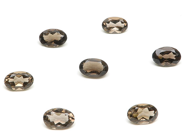 スモーキークォーツ オーバルファセットカット ルース 6×4mm【10コ販売】▽ 煙水晶 Smoky quartz 裸石 粒売り 天然石 ビーズ パワーストーン パーツ アクセサリー 素材 材料