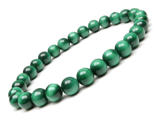 マラカイト 丸玉ブレス 6mm【1コ販売】▽ 孔雀石 Malachite ブレスレット 数珠 ラウンド 天然石 ビーズ パワーストーン パーツ アクセサリー 素材 材