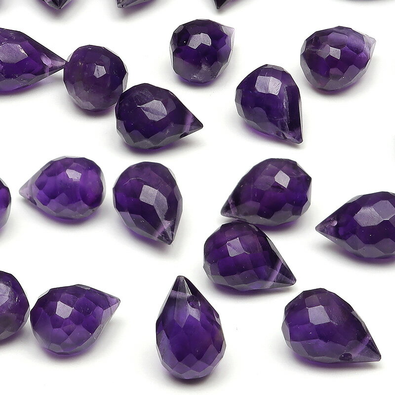 【粒販売】ザンビア産 アメジスト ドロップカット 7～8mm【4粒販売】▽ アメシスト 紫水晶 Amethyst 2月の誕生石 しずく 雫 粒売り 天然石 ビーズ パワーストーン パーツ アクセサリー 素材 材料