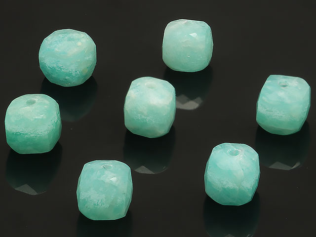 ブラジル産 アマゾナイト キューブカット 6mm［プレミアムカット］▽ ホープストーン 天河石 Amazonite 立方体 粒売り 天然石 ビーズ パワーストーン パーツ アクセサリー 素材 材料