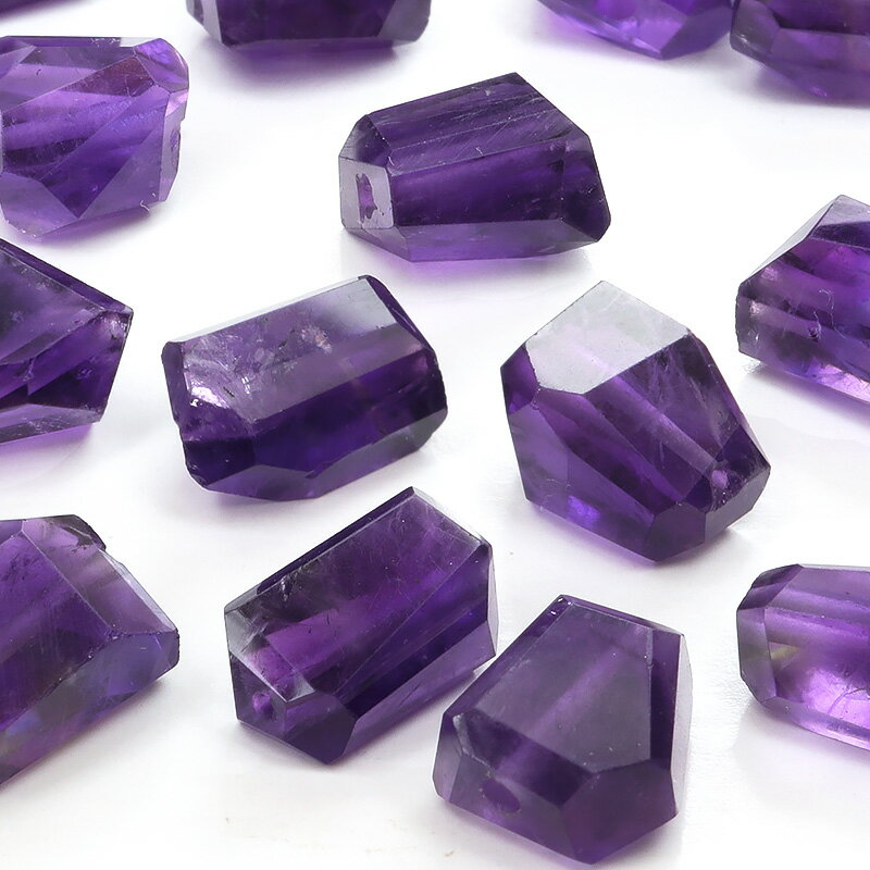 【粒販売】ザンビア産 アメジスト ナゲットカット 9〜10mm【4粒販売】▽ アメシスト 紫水晶 Amethyst 2月の誕生石 タンブル 粒売り 天然石 ビー...