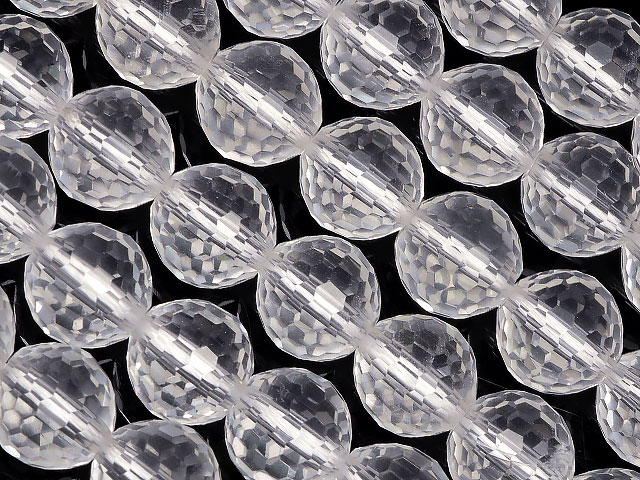 天然水晶 クリスタルクォーツ 128面カット 丸玉 8mm［プレミアムカット］【1連販売】▽ クリスタル 水晶..