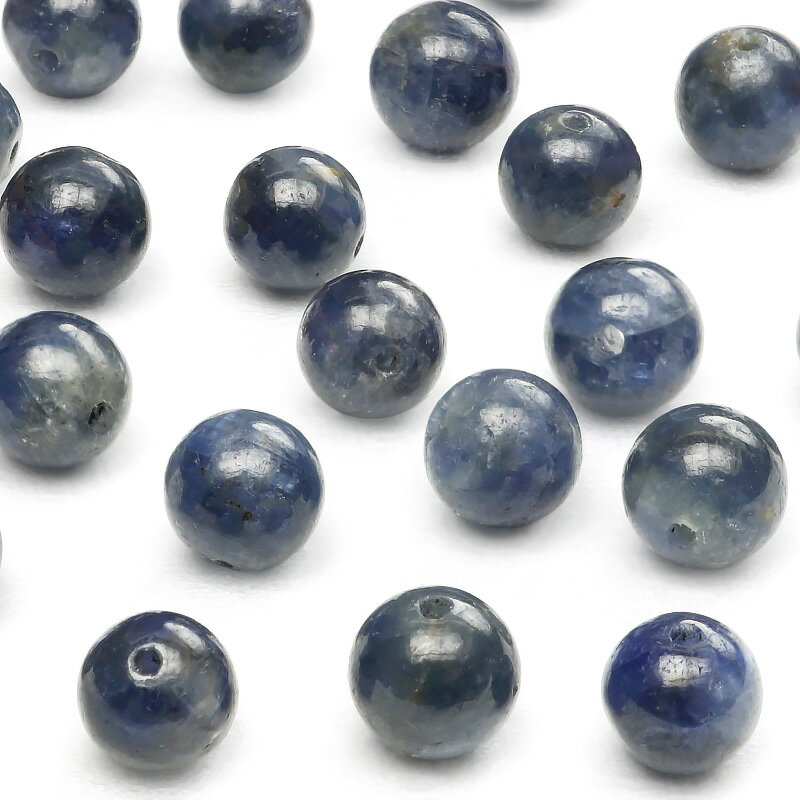 【粒販売】アフリカ産 サファイア 丸玉 6mm【2粒販売】▽ サファイヤ 蒼玉 Sapphire 9月の誕生石 コランダム ラウンド 丸ビーズ 粒売り 天然石 ...
