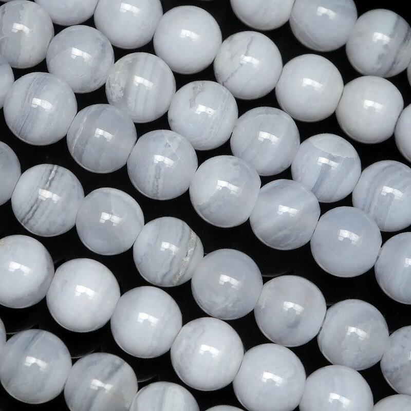 ブルーレースカルセドニー 丸玉 6mm【1連販売】▽ ブルーレースアゲート ブルーレースメノウ 空色縞瑪瑙 Blue lace agate ラウンド 丸ビーズ ...