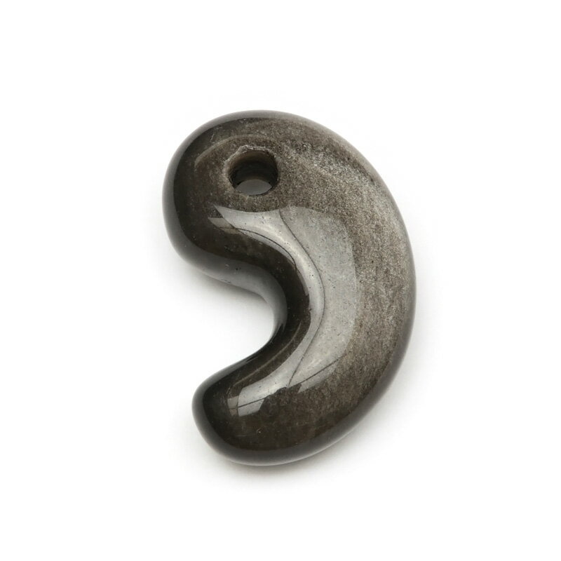 シルバーオブシディアン 勾玉 30×20mm【1コ販売】▽ オブシディアン 黒曜石 Obsidian 粒売り 天然石 ビーズ パワーストーン パーツ アクセサリ...