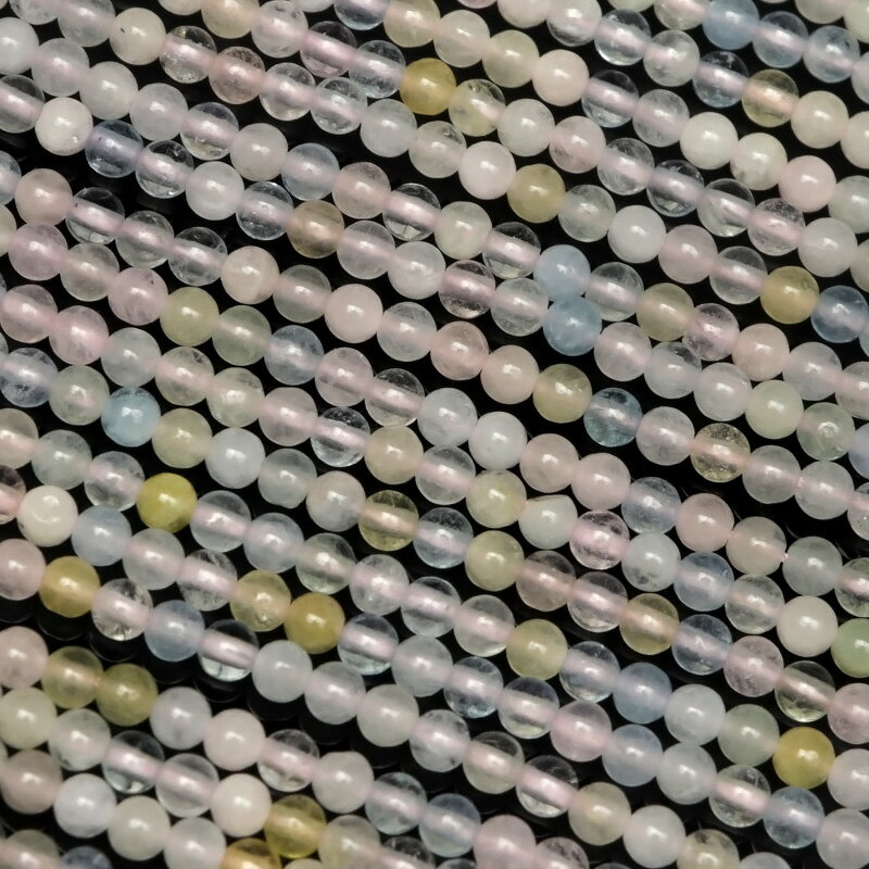 ミックスベリル 丸玉 2mm【1連販売】▽ アクアマリン モルガナイト ヘリオドール 緑柱石 Beryl 3月の誕生 ラウンド 丸ビーズ 連売り 天然石 ビーズ...