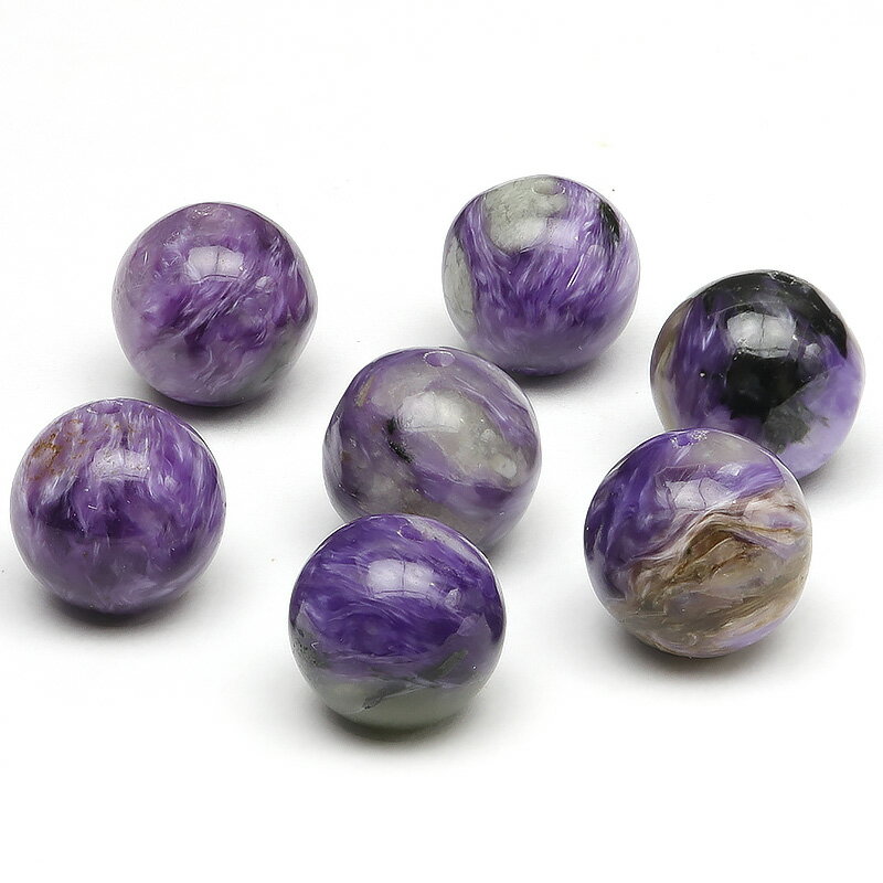 【粒販売】チャロアイト 丸玉 10mm【2粒販売】▽ チャロ石 Charoite 世界三大ヒーリングストーン ラウンド 丸ビーズ 粒売り 天然石 ビーズ パワーストーン パーツ アクセサリー 素材 材料