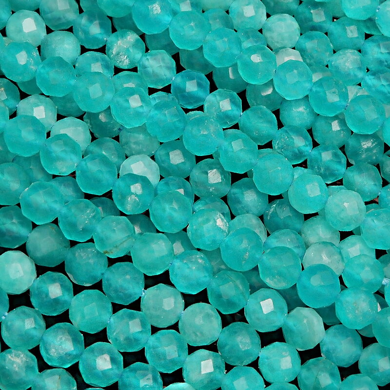 アマゾナイトシリカ 32面カット 丸玉 4mm［プレミアムカット］▽ ホープストーン 天河石 Amazonite ラウンドカット 連売り 天然石 ビーズ パワーストーン パーツ アクセサリー 素材 材料