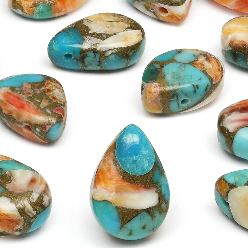 【粒販売】オイスターカッパーターコイズ ペアシェイプ 12×8mm【2粒販売】▽ コッパーターコイズ コンポジットストーン 銅トルコ石 Copper turqu...