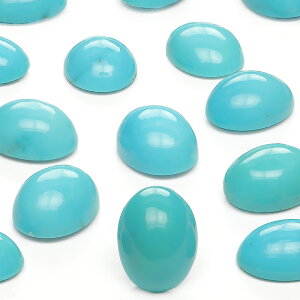 アリゾナ州キングマン産 ターコイズ(キングマンターコイズ) オーバル カボション 9×7mm【2コ販売】▽ ターコイズ スカイストーン トルコ石 Turquoise 12月の誕生石 ルース 粒売り 天然石 ビーズ パワーストーン パーツ アクセサリー 素材 材料