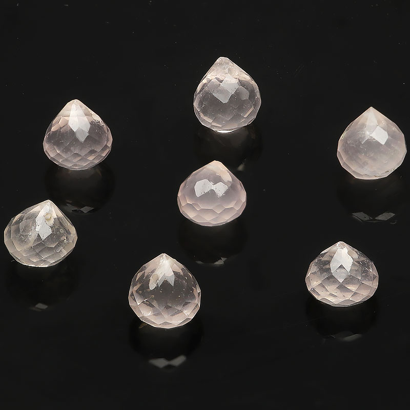 【粒販売】ブラジル産 ローズクォーツ オニオンカット 6～7mm【4粒販売】▽ 紅水晶 バラ石英 Rose quartz 10月の誕生石 しずく 雫 粒売り 天然石 ビーズ パワーストーン パーツ アクセサリー 素材 材料