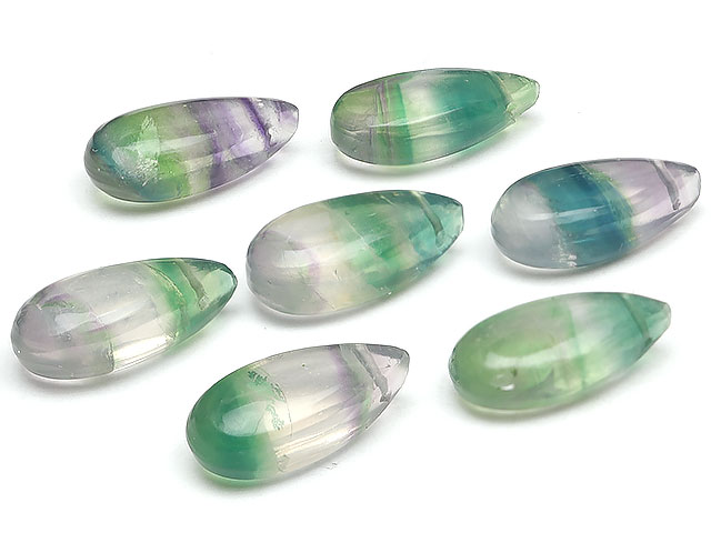 【粒販売】マルチカラーフローライト ペアシェイプ 15×7mm【2粒販売】▽ フローライト フルオライト 蛍石 Fluorite しずく 雫 粒売り 天然石 ビーズ パワーストーン パーツ アクセサリー 素材 材料