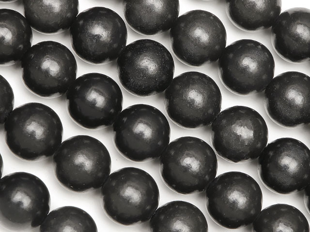 シュンガイト 丸玉 8mm【1連販売】▽ シュンガ石 カレリア共和国産 フラーレン炭素 Shungite ラウンド 丸ビーズ 連売り 天然石 ビーズ パワースト...