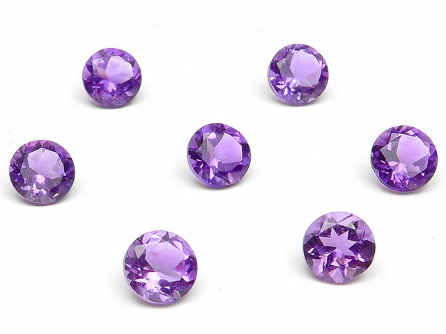 アフリカ産 アメジスト コインファセットカット ルース 6mm【7コ販売】▽ アメシスト 紫水晶 Amethyst 2月の誕生石 裸石 ラウンドカット 粒売り 天然石 ビーズ パワーストーン パーツ アクセサリー 素材 材料