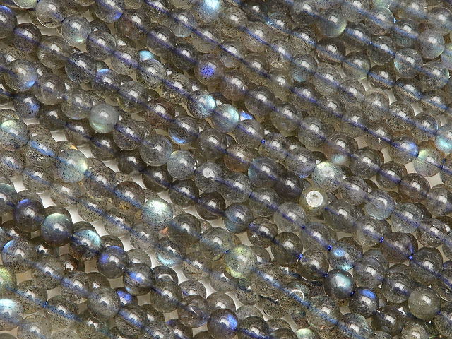 ラブラドライト 丸玉 4mm【1連販売】▽ ラブラドレッセンス 曹灰長石 Labradorite ラウンド 丸ビーズ 連売り 天然石 ビーズ パワーストーン パーツ アクセサリー 素材 材料