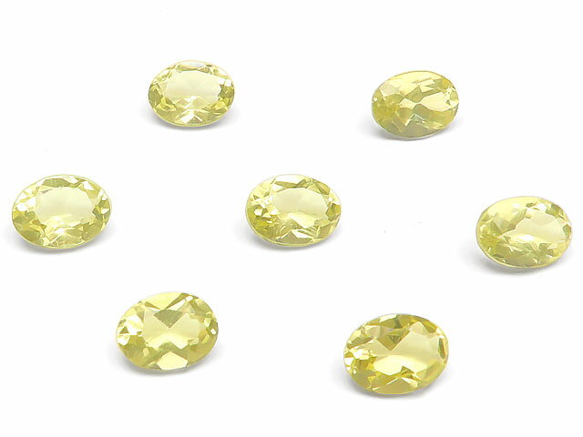 レモンクォーツ オーバルファセットカット ルース 7×5mm【10コ販売】▽ レモン水晶 硫黄水晶 Lemon quartz 裸石 粒売…