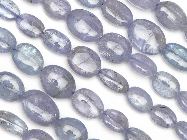 タンザナイト オーバル 3～8mm【1連販売】 ブルーゾイサイト 灰簾石 Tanzanite 12月の誕生石 連売り 天然石 ビーズ パワーストーン パーツ アクセサリー 素材 材料