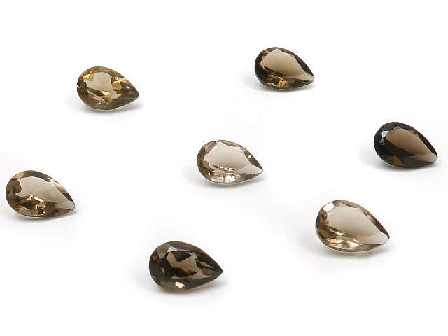 スモーキークォーツ ペアシェイプファセットカット ルース 6×4mm【10コ販売】▽ 煙水晶 Smoky quartz 裸石 粒売り 天然石 ビーズ パワースト...