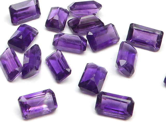 アフリカ産 アメジスト レクタングルファセットカット ルース 5×3mm【10コ販売】▽ アメシスト 紫水晶 Amethyst 2月の誕生石 裸石 粒売り 天然石 ビーズ パワーストーン パーツ アクセサリー 素材 材料 2