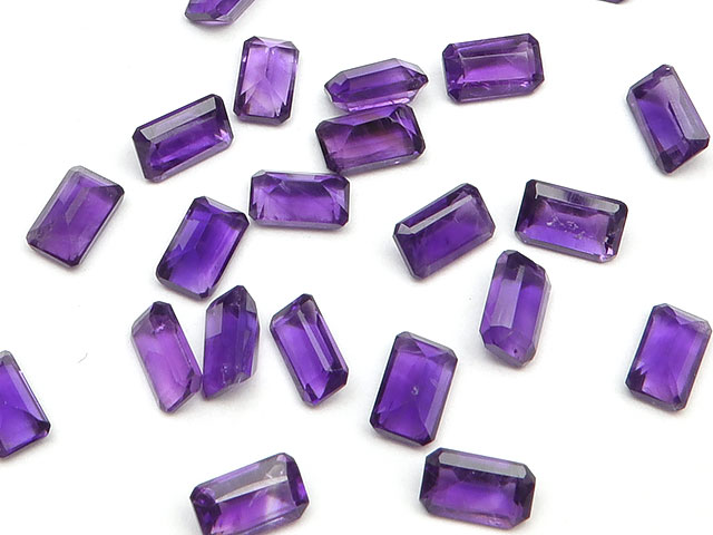 アフリカ産 アメジスト レクタングルファセットカット ルース 5×3mm【10コ販売】▽ アメシスト 紫水晶 Amethyst 2月の誕生石 裸石 粒売り 天然石 ビーズ パワーストーン パーツ アクセサリー 素材 材料 3