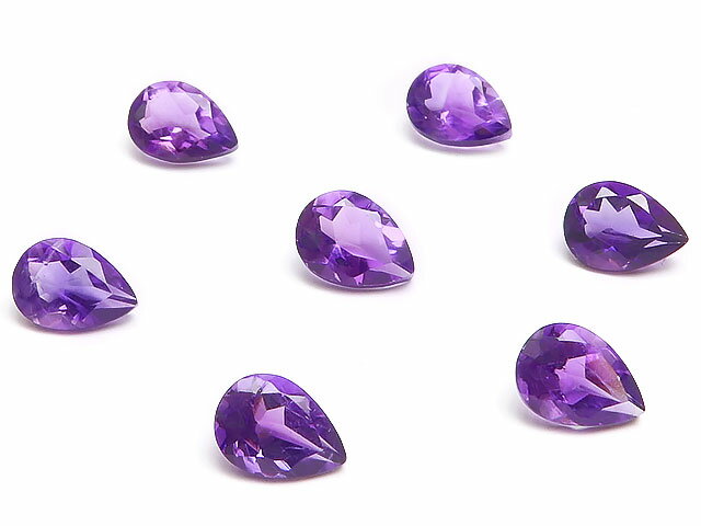 アフリカ産 アメジスト ペアシェイプファセットカット ルース 7×5mm【7コ販売】▽ アメシスト 紫水晶 Amethyst 2月の誕生石 裸石 粒売り 天然石 ビーズ パワーストーン パーツ アクセサリー 素材 材料