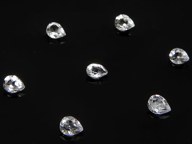 ホワイトトパーズ ペアシェイプファセットカット ルース 4×3mm【15コ販売】▽ クリアトパーズ シルバートパーズ Topaz 11月の誕生石 裸石 粒売り ...