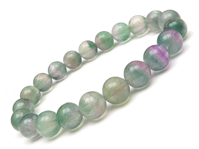 バイカラーフローライト 丸玉ブレス 10mm No.3【1点もの】▽ フローライト フルオライト 蛍石 Fluorite ブレスレット 数珠 ラウンド 天然石 ビーズ パワーストーン パーツ アクセサリー 素材 材料