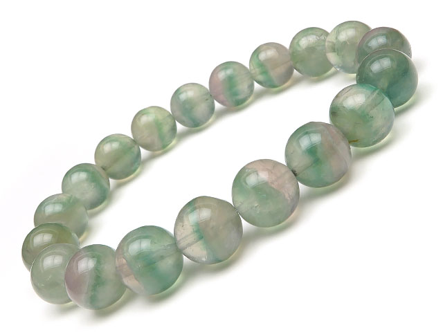 バイカラーフローライト 丸玉ブレス 10〜11mm No.10【1点もの】▽ フローライト フルオライト 蛍石 Fluorite ブレスレット 数珠 ラウンド ...