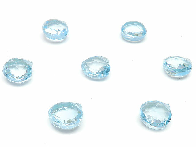 【粒販売】スカイブルートパーズ マロンカット 6～7mm【3粒販売】▽ トパーズ ブルートパーズ Topaz 11月の誕生石 しずく 雫 粒売り 天然石 ビーズ パワーストーン パーツ アクセサリー 素材 材料