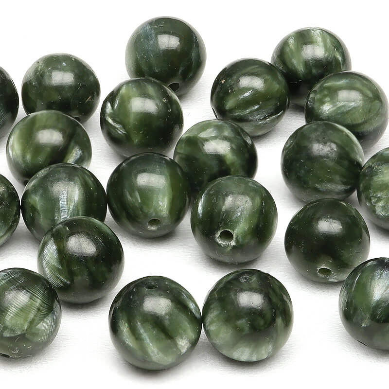 【粒販売】セラフィナイト 丸玉 8mm【4粒販売】▽ クリノクロア 斜緑泥石 Seraphinite ラウンド 丸ビーズ 粒売り 天然石 ビーズ パワーストーン パーツ アクセサリー 素材 材料