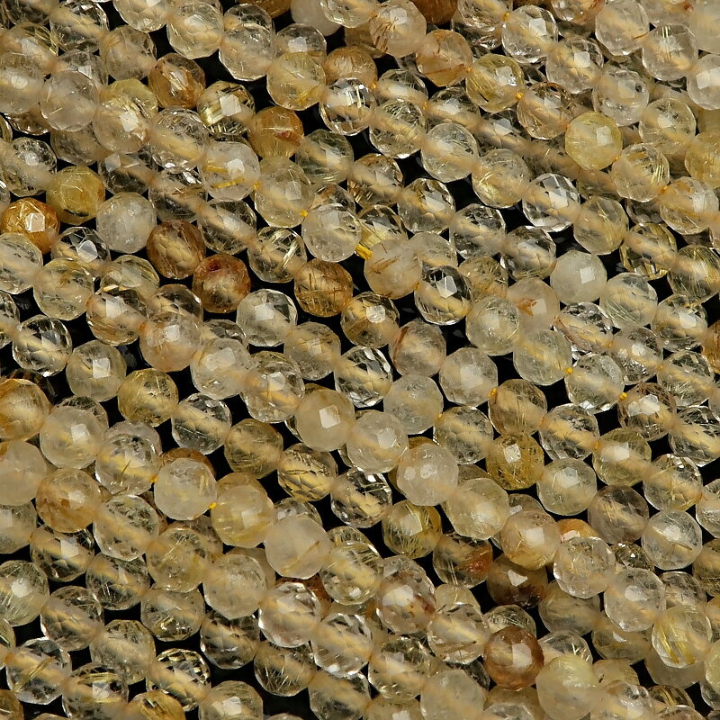 ルチルクォーツ 面カット 丸玉 3mm［