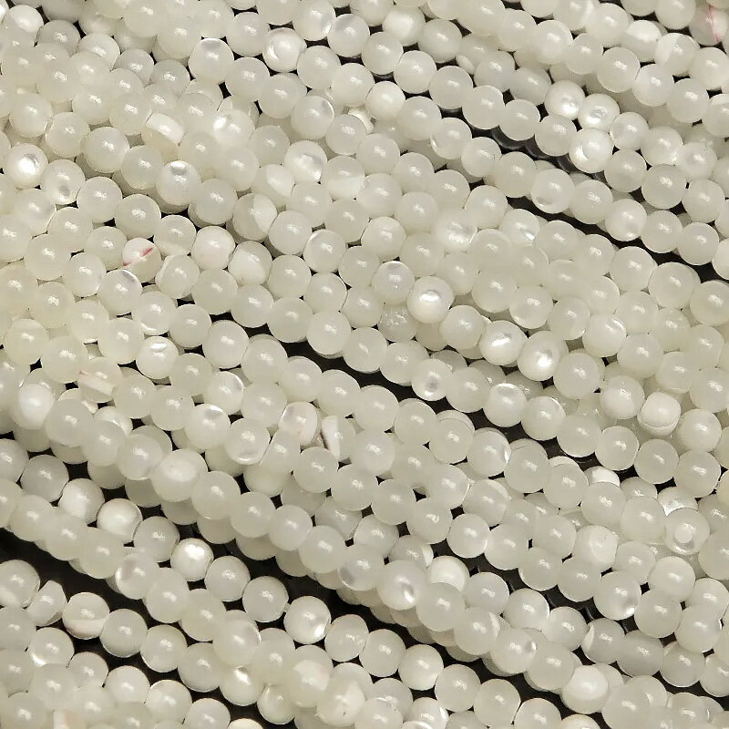 マザーオブパール ホワイト 丸玉 2mm【1連販売】▽ シェル 真珠母貝 MOP Mother of pearl ラウンド 丸ビーズ 連売り 天然石 ビーズ パ...