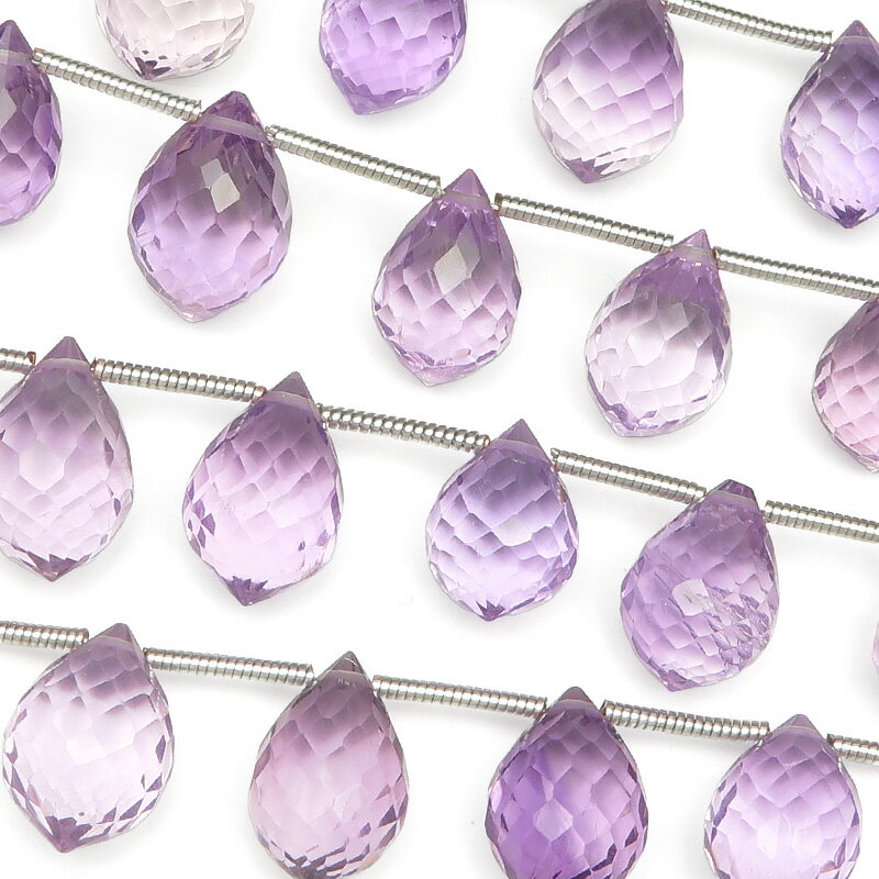 ピンクアメジスト ドロップカット 9～13mm▽ アメシスト 紫水晶 Amethyst 2月の誕生石 しずく 雫 連売り 天然石 ビーズ パワーストーン パーツ アクセサリー 素材 材料