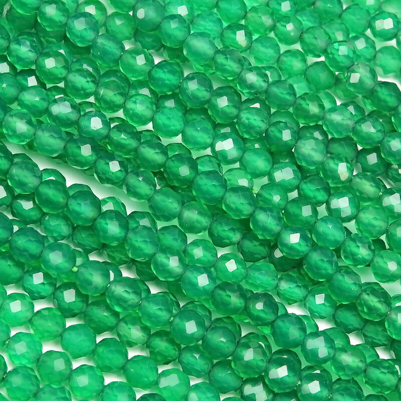 グリーンオニキス 面カット 丸玉 3mm