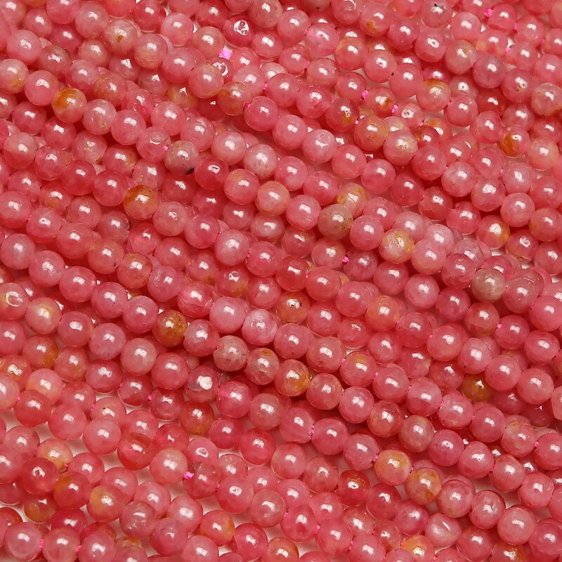 ブラジル産 インカローズ 丸玉 2mm▽ ロードクロサイト 菱マンガン鉱 Incarose Rhodochrosite ラウンド 丸ビーズ 連売り 天然石 ビーズ パワーストーン パーツ アクセサリー 素材 材料