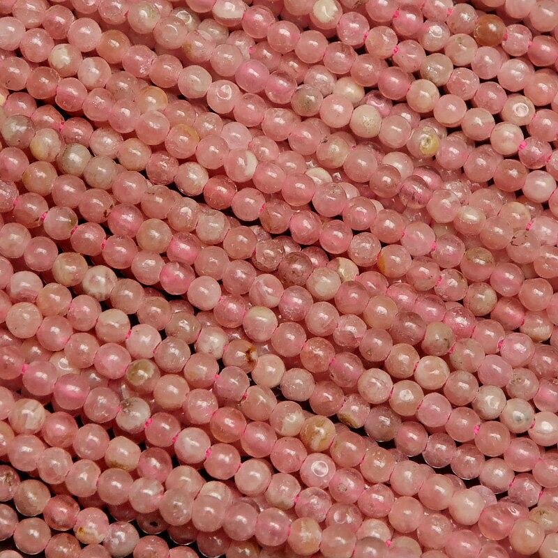 アルゼンチン産 インカローズ 丸玉 2mm▽ ロードクロサイト 菱マンガン鉱 Incarose Rhodochrosite ラウンド 丸ビーズ 連売り 天然石 ビーズ パワーストーン パーツ アクセサリー 素材 材料