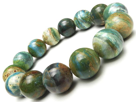 ペルー産 ブルーオパール 丸玉ブレス 14mm No.20【1点もの】▽ オパール 蛋白石 Opal 10月の誕生石 ブレスレット 数珠 ラウンド 天然石 ビー...