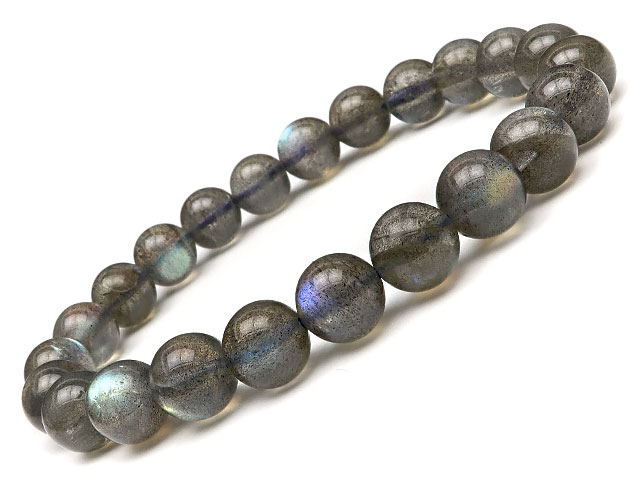 ラブラドライト 丸玉ブレス 8mm【1コ販売】▽ ラブラドレッセンス 曹灰長石 Labradorite ブレスレット 数珠 ラウンド 天然石 ビーズ パワーストーン パーツ アクセサリー 素材 材料