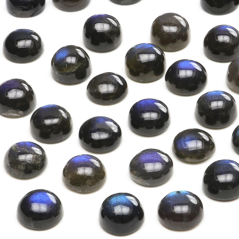 マダガスカル産 ブラックラブラドライト コイン カボション 6mm【3コ販売】▽ ラブラドレッセンス 曹灰長石 Labradorite ルース 粒売り 天然石 ...