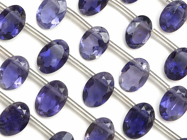 アイオライト オーバルファセットカット 7×5mm［プレミアムカット］▽ コーディエライト ダイクロアイト 菫青石 Iolite 9月の誕生石 連売り 天然石 ビーズ パワーストーン パーツ アクセサリー 素材 材料