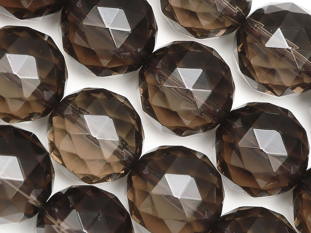 スモーキークォーツ トライアングルカット 丸玉 12mm▽ 煙水晶 Smoky quartz 面カット ラウンドカット 連売り 天然石 ビーズ パワーストーン パーツ アクセサリー 素材 材料