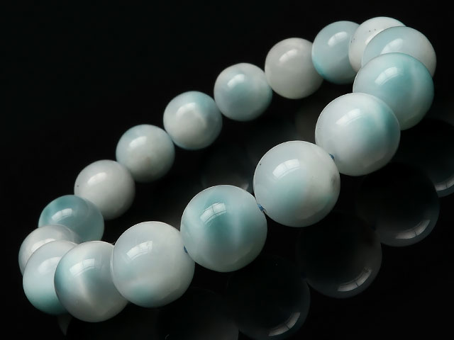 アイスラリマー 丸玉ブレス 11mm No.53【1点もの】▽ ラリマー ペクトライト ラリマール ドルフィンストーン Larimar ブレスレット 数珠 ラウンド 天然石 ビーズ パワーストーン パーツ アクセサリー 素材 材料