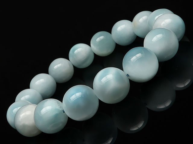 アイスラリマー 丸玉ブレス 12mm No.54▽ ラリマー ペクトライト ラリマール ドルフィンストーン Larimar ブレスレット 数珠 ラウンド 天然石 ビーズ パワーストーン パーツ アクセサリー 素材 材料