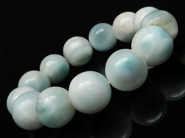 アイスラリマー 丸玉ブレス 15〜16mm No.56【1点もの】▽ ラリマー ペクトライト ラリマール ドルフィンストーン Larimar ブレスレット 数珠...